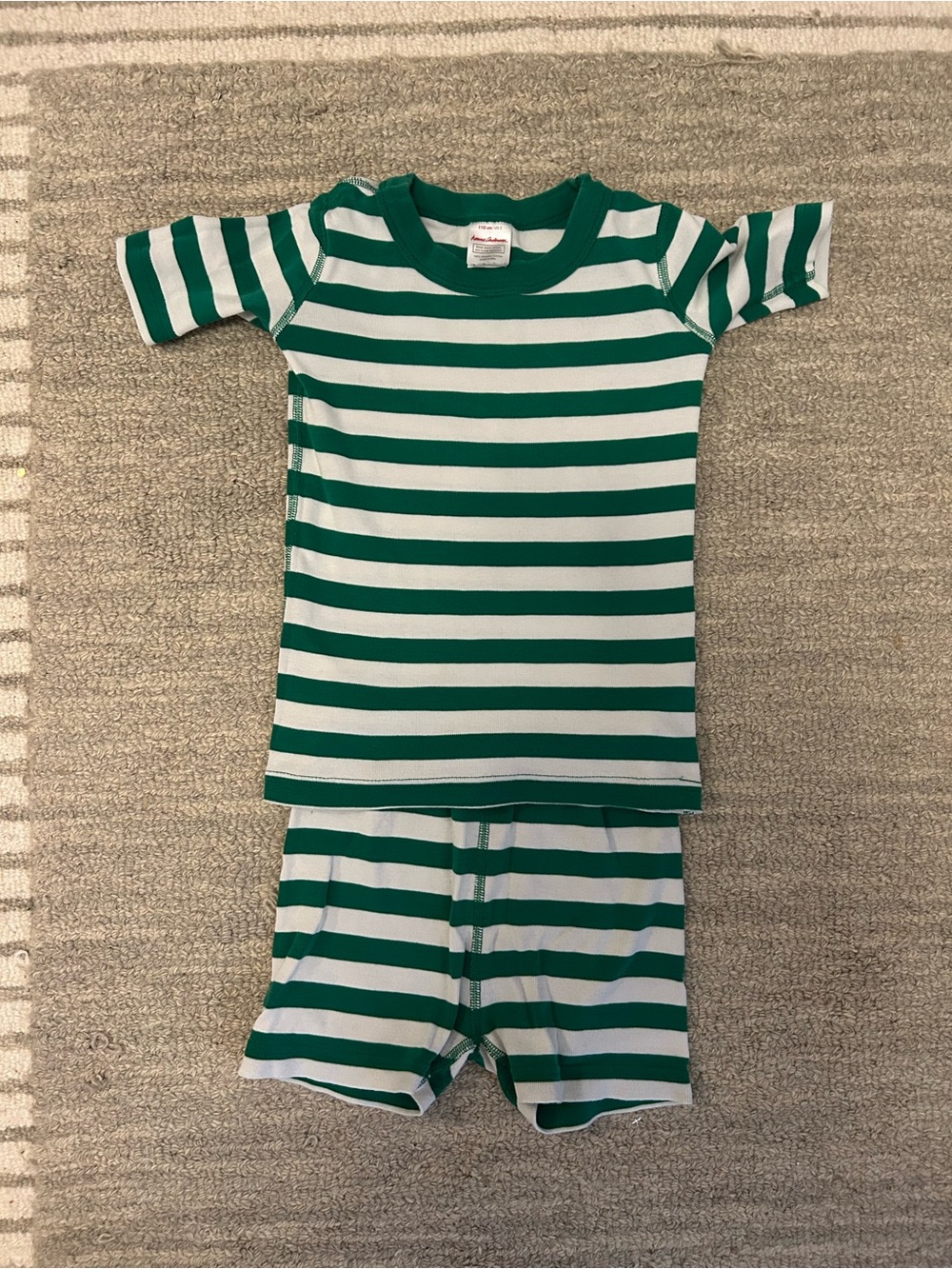 Hanna Andersson Green & White Striped Kids Pajama Set
